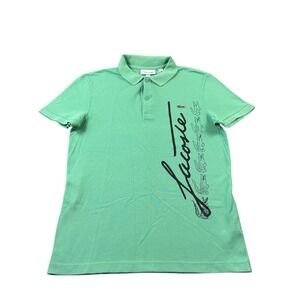 Lacoste Green Spellout Graphic Cotton S/S Men's Pique Polo Size Small